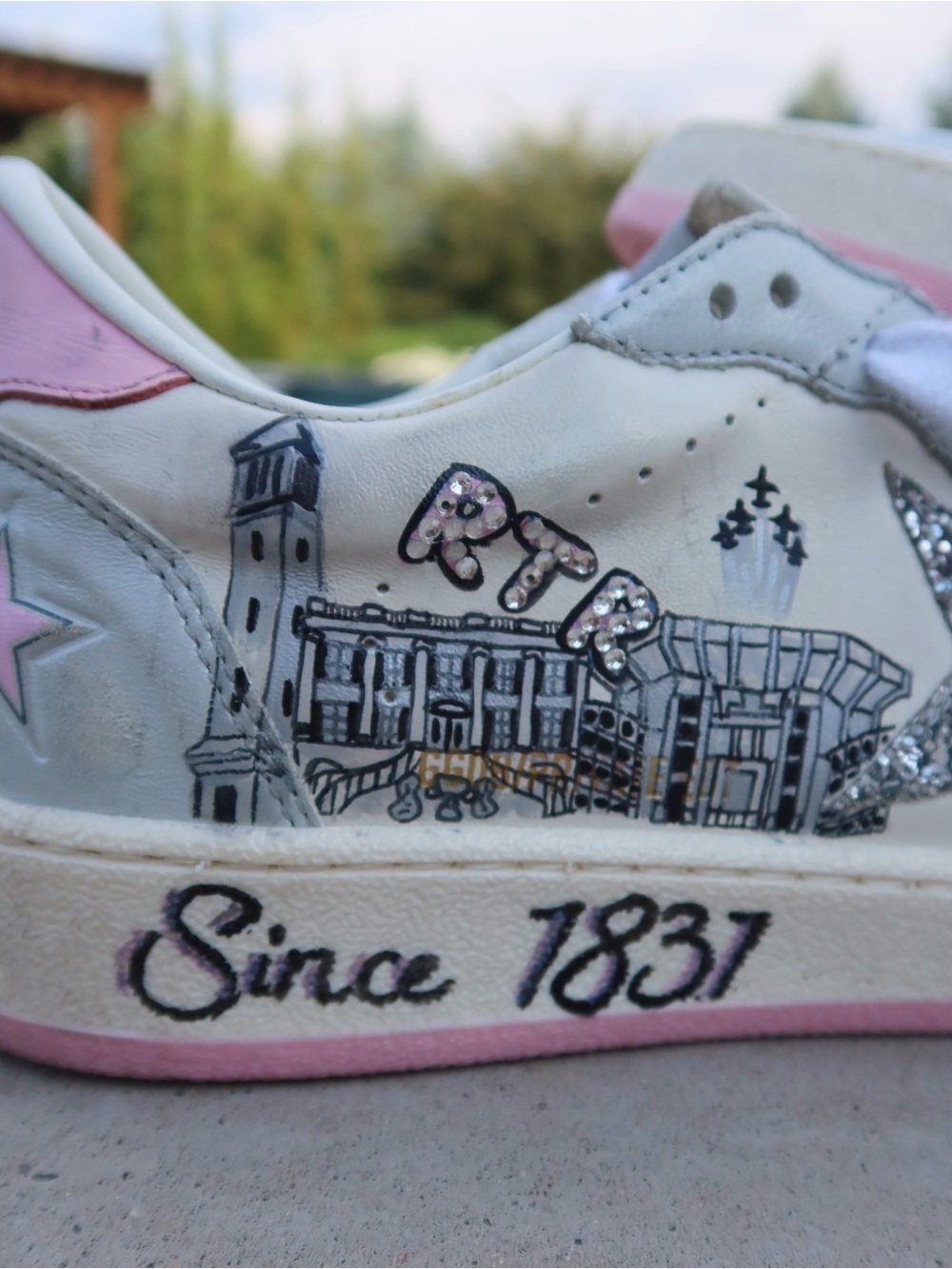 Custom pink and blue Golden Goose sneakers: Bama - Picture 2 of 4